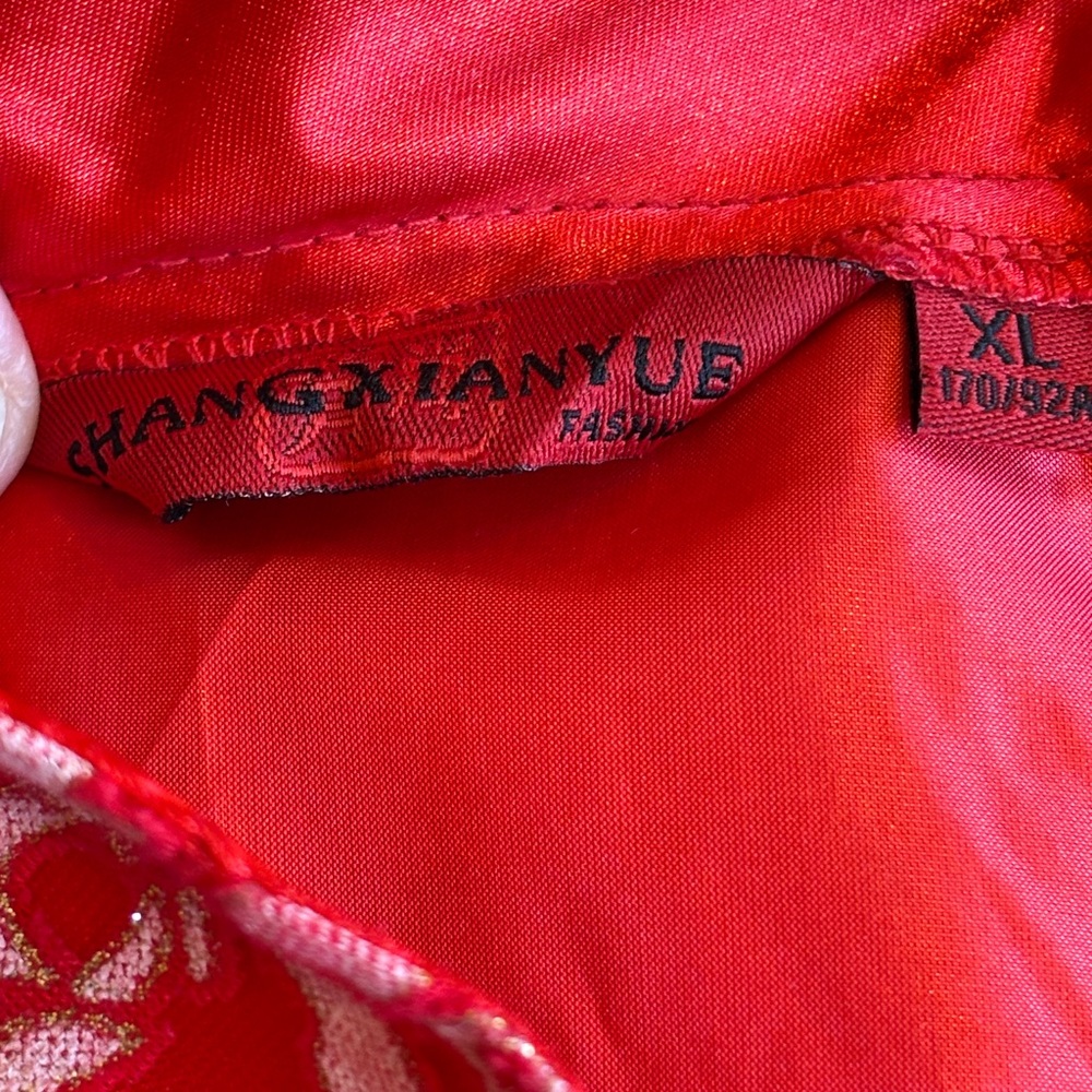 Red Rose Pattern Sleeveless Chinese Style Dress XL - Picture 5 of 5